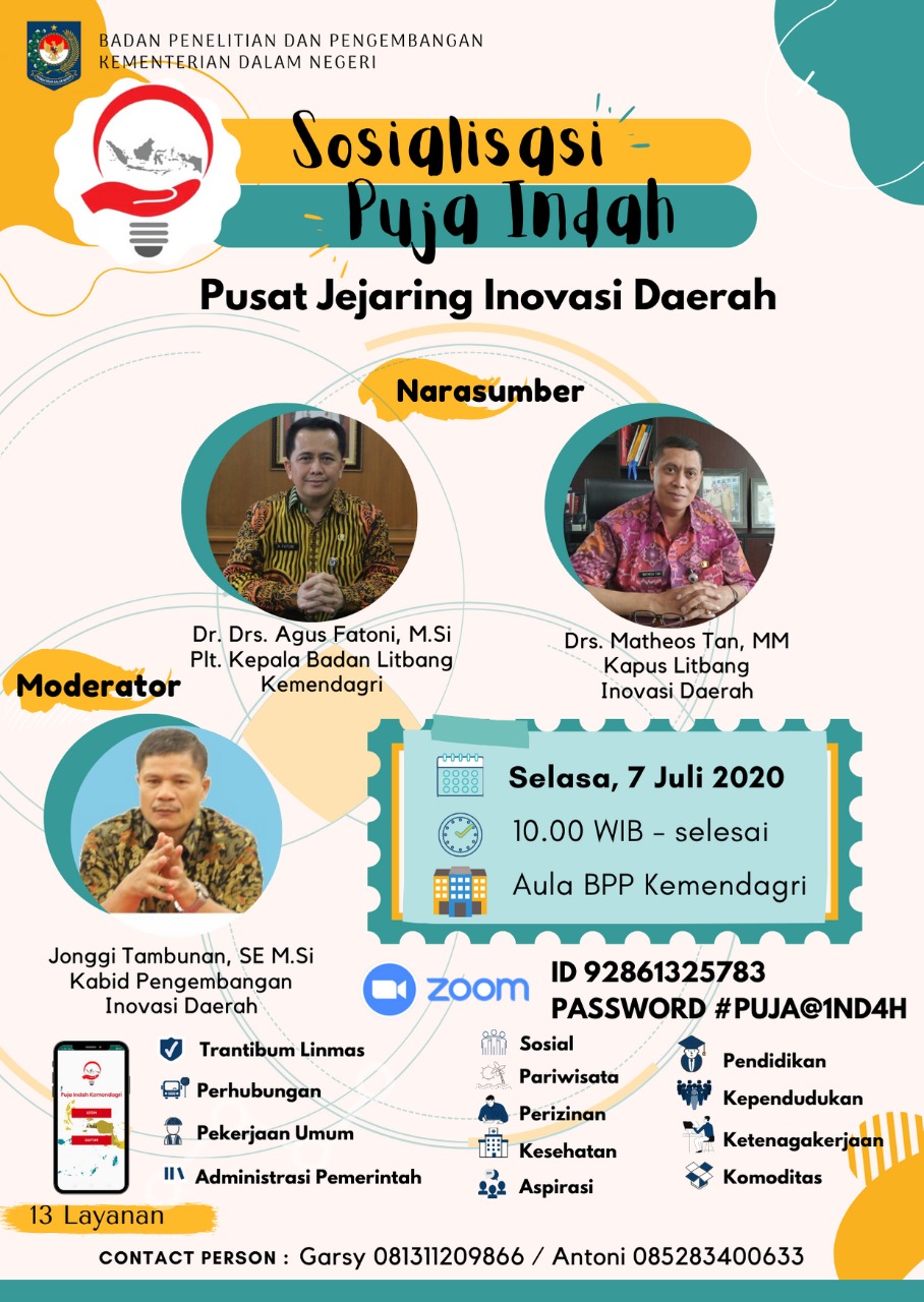 Webinar : KEBIJAKAN INOVASI DAERAH DAN PENGENALAN PUSAT JEJARING INOVASI DAERAH (PUJA INDAH)